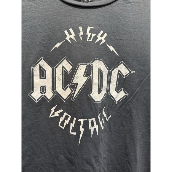 AC/DC Women’s M Gray High Voltage Rocker Tee Shirt - Picture 2 of 4